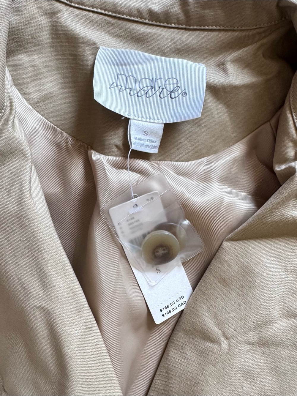 Anthropologie Women's Beige Double-Breasted Trench Coat Dress,Size Small - Picture 9 of 9